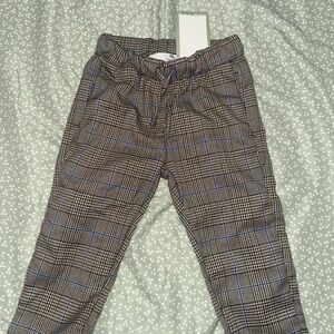 H&M Brown Plaid Trousers with Blue Highlights